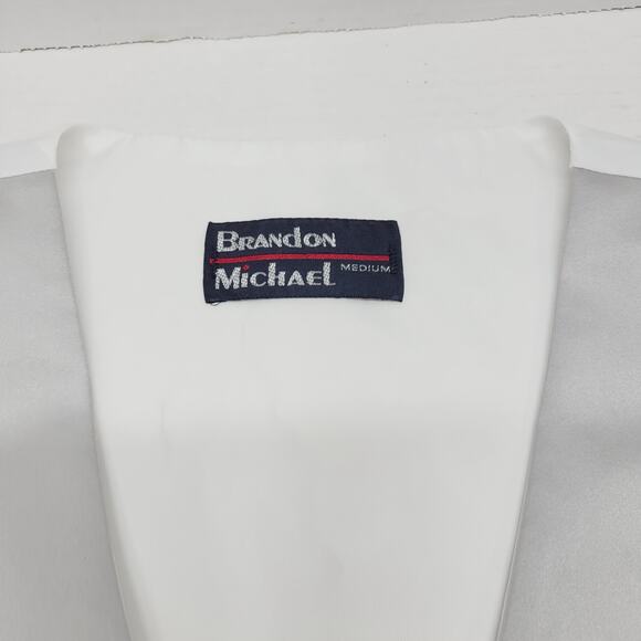 Satin Solid Silver Grey Mens Formal Vest Tie Medium Tuxedo Prom Brandon Michael - Picture 6 of 15